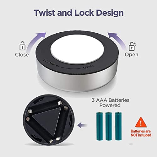 LED Battery-Powered Wireless Night Light Tap Touch Lamp, Self Adhesive Push Button for Closets, Cabinets, Counters, or Utility Rooms, Cordless Puck Shape, Batteries Not Included (2 Pack Push Lights) — view 3