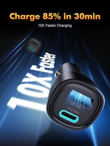 GRIFEMA 48W Car Charger with 30W USB C PD and 18W USB A QC 3.0 — view 6