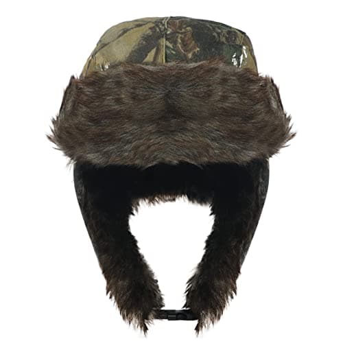 TINAYAUE Winter Trapper Hunting Hat with Ear Flaps Fallen Leaf Camo Cap Faux Fur Ushanka Russian Warm Hat Unisex Windproof Hunter's Hat Cold Weather Winter Hats for Hunting, Skiing, Hiking — view 2