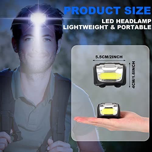 Macarrie 30 Pack LED Headlamps Bulk, Ipx4 Waterproof 3 Modes, Black — view 2
