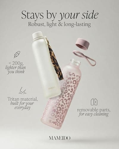 MAMEIDO Water Bottle with Time Markings 1.5 L (Ivory Beige Gold) — view 6