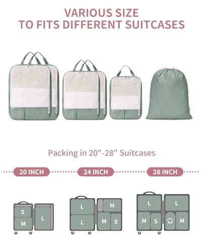 Narwey 6 Set Compression Packing Cubes for Suitcases, Travel Packing Bags — view 2