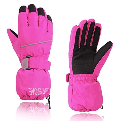 PONCEAU Kids Waterproof Gloves,kids Ski Gloves Warmest and Breathable Children Snow Gloves Boys & Girls Thermal Gloves for Skiing, Snowboarding and Winter Outdoor Sport
