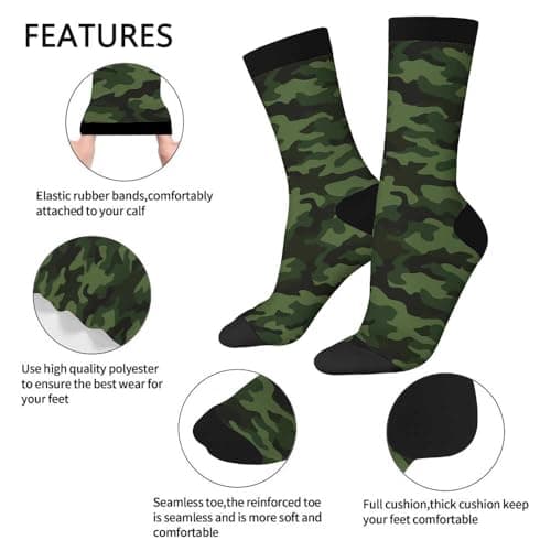 Muntayson Military Camouflage Unisex Cushioned Crew Athletic Socks Men & Women Moisture Wicking Breathable Performance — view 4