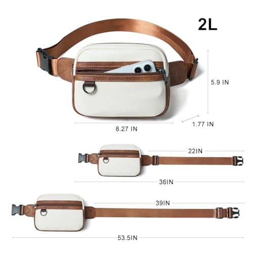 Leresas 2L Bumbag Fanny Packs for Women Men Cross Body Belt Bag Vegan Leather Fashion Waist Pack Waist Bag Travel Hiking Running, Beige, 117.5 Cubic inches,Trendy Fanny Pack — view 5