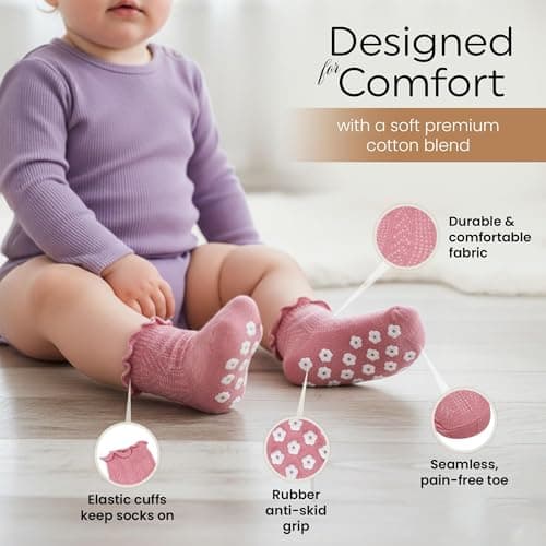 Mother's Choice Organic Cotton Ruffle Baby Socks 6 Pairs Newborn 6-12M — view 3