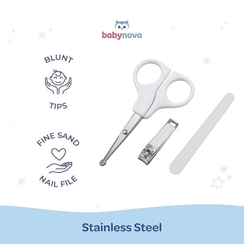 babynova Manicure Set for Babies – Safe Baby Nail Care Kit with Rounded Tip Scissors, Nail Clippers & File – Hygienic Storage Box for Travel & Daily Use – BPA Free — view 5