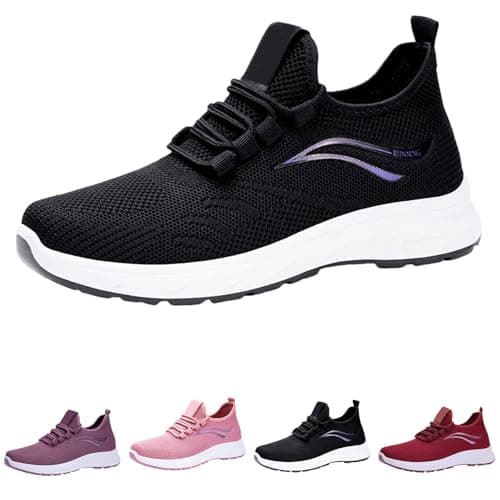 Women`s Fashion Trainers, Mesh Flyknit Orthopedic Sneakers, New Season Comfortable Breathable Footwear, Lightweight Running Sport Shoes, Versatile Travel Everyday Trainers