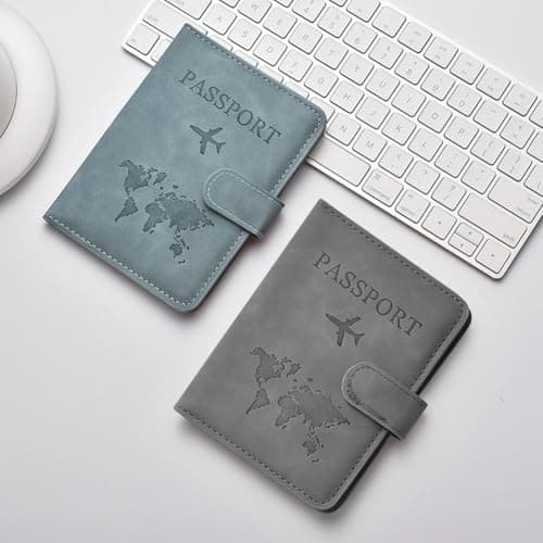 Haluway 3 Pcs Passport Holder Cover, PU Leather Travel Wallet with RFID Blocking, 9-Pocket Passport Organiser for Cards, Tickets, Boarding Passes & SIM Cards, Travel Accessories for Men & Women — view 5