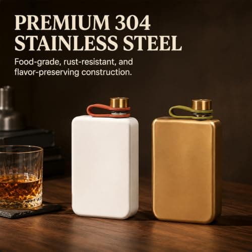 Cuxawamiyo Stainless Steel Hip Flask 266 ml Gold and White Pocket Flask for Outdoor Travel Parties (Pack of 2) — view 4