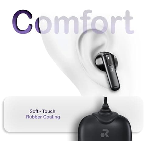 ORRO EcoBuds Wireless Earbuds, Semi In-Ear Design, Bluetooth 5.4 Earphones - Black — view 6