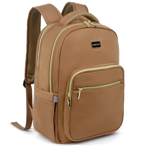 POWER KING 15.6'' Laptop Backpack Womens/Mens, Waterproof Rucksack Bag with Anti-theft Pouch, Lightweight Small Backpack Casual Daypack for Travel/College/Work (Khaki, 25L)