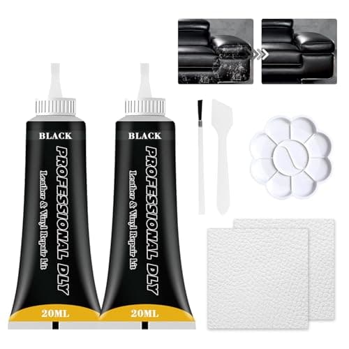 Black Leather Repair Kit for Furniture, Leather Car Seat Repair Kit, Easily Restore Car Interior, Sofa, Jacket, Restore Any Material with Super Easy Instructions to Fix Scratches, Tears, Holes
