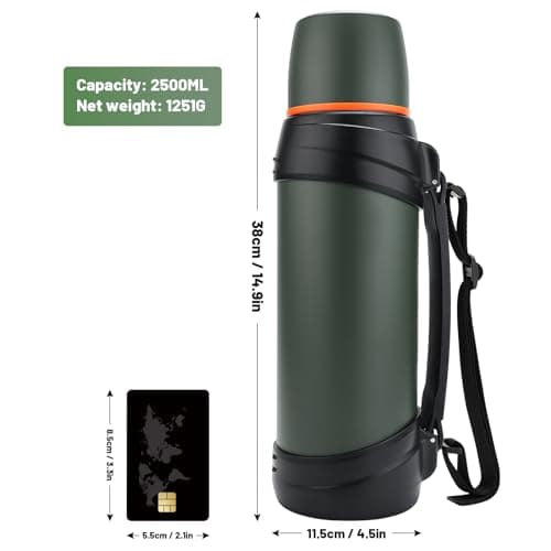 Olerd Large Flask - 2.5l Stainless Steel Insulated Bottle for Travel with BPA Free Cup - Oversized Vacuum Bottle — view 6