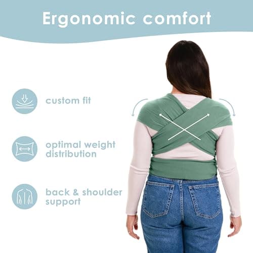 Sleepy Wrap Baby Carrier 3-16 kg, Stretchy Wrap Infant Sling, Sage Green — view 4