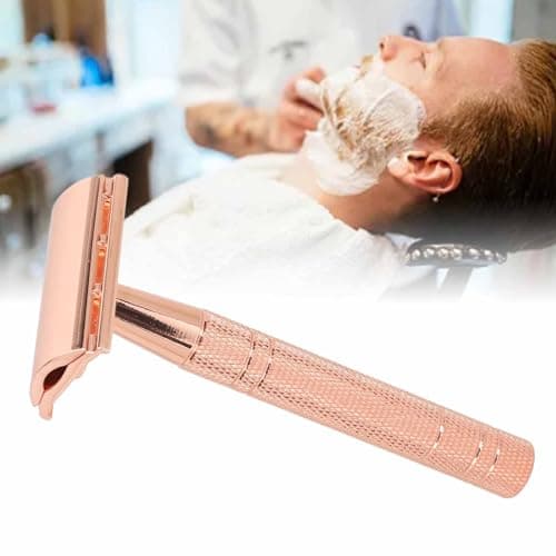 ZJchao Double Safety Manual Clipper, Alloy Handle Heavy Duty Skin Fitted Trimming with Washable for Men Women Wet Shaving (Rose Gold) — view 2