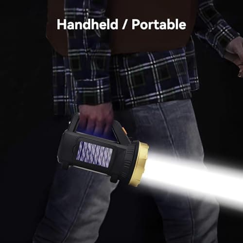 Rechargeable LED Torch Camping Lights with 1200mah USB and Solar Charging 20W High Power Beam Flashlight Waterproof Outdoor Searchlight 3 Modes Portable Lightweight Lantern Emergencies Work Light — view 5
