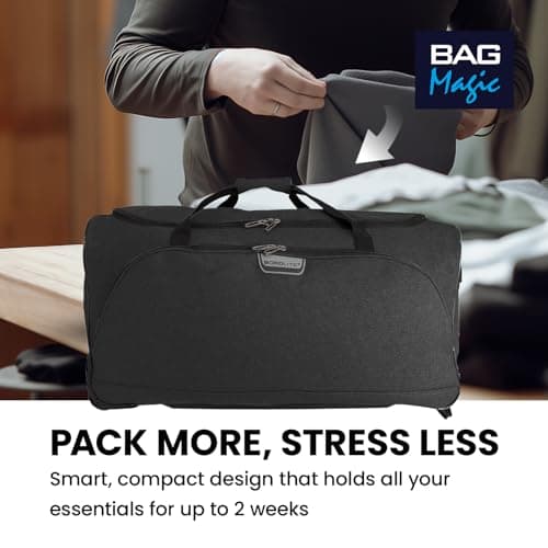 Bordlite 34" Black XXL 3-Wheel Holdall – Extra Large Twill Travel Bag with Extendable Handle & 156L Capacity – Durable Rolling Luggage for Long Trips & Family Holidays — view 4