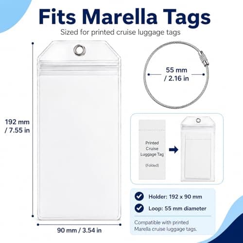 YANJINGSHE Luggage Tags, 8 Pack Cruise Tag Holders, Waterproof Steel Loops — view 2