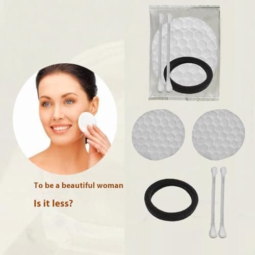 50Pcs Individually Wrapped Travel Vanity Kit;Disposable Makeup Remover Kit;Each includes Cosmetic Cotton Pads,Cotton Swabs,Hair Tie; Hygiene Hotel Amenities Kit; Hotel Toiletries Outdoors — view 3