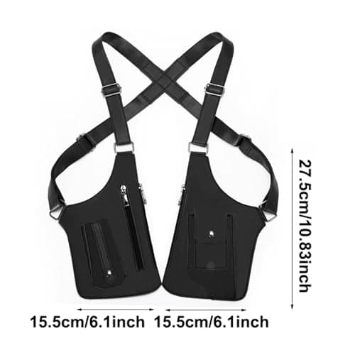 Premium Leather Adjustable Underarm Shoulder Bag for Men & Women, Hidden Strap Wallet with Double Pockets for Travel, Hiking and Fitness Shoulder Adjustable Double Armpit — view 2