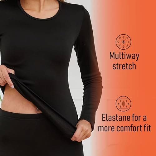 The Essentials Wardrobe 1PK Ladies TEW Long Sleeved Thermal Top - Black - 20-22 — view 5