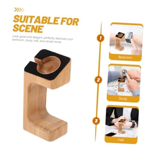 Mikinona Bamboo Smart Watch Charging Stand Holder Dock for Compatible Smart Charging Bracket for Home Travel Use — view 4