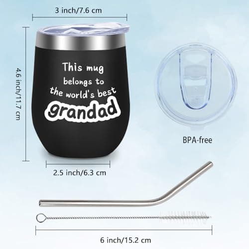 Huaceary Best Grandpa Gifts 12oz Travel Mug, Fathers Day Grandad Gift for Grandad Birthday Gifts for Grandpa Presents for Grandads Gramps Gift for Men Christmas Valentines Grandads — view 2