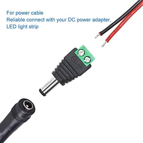 LightingWill 10-Pack 5.5 × 2.1mm Male DC Power Jack Connectors, Screw-Terminal Barrel Plug Adapters for 12 V CCTV Cameras and LED Strips — view 4