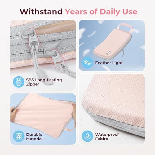 Samfolk Compression Packing Cubes for Suitcases Packing Cubes Compression Set Waterproof Suitcase Organiser Bags for Travel Suitcase Luggage Packing Organizer Bags Travel Essentials Pink 8 Set — view 3