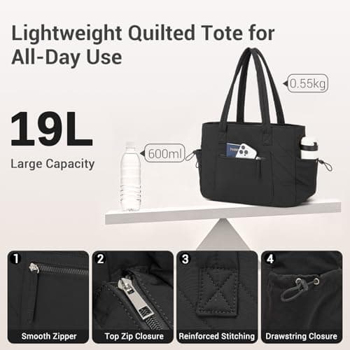 Miss Lulu Quilted Tote Bag for Women, Large 16-Inch Laptop Work Bag — view 4