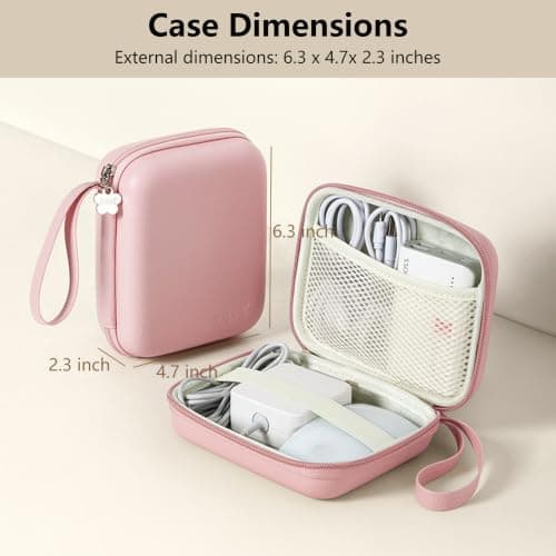 Linpr Portable Charger Case, Tech Electronic Organizer Bag, Pink, L — view 2
