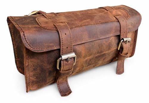 american blue Genuine Leather Handlebar Saddle Motorcycle Bag Bicycle Tool Pannier Travel Accessories Fork Bicycle Seat Accessories Cycle Carrier (Design No 1)