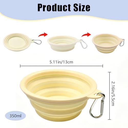 2 PCS Collapsible Dog Bowl, Foldable Dog Water Bowl, Portable Travel Dog Bowl For Food And Water, Non Slip Collapsible Bowl For Outdoor Walking Hiking etc (Yellow+Blue 350ml) — view 2