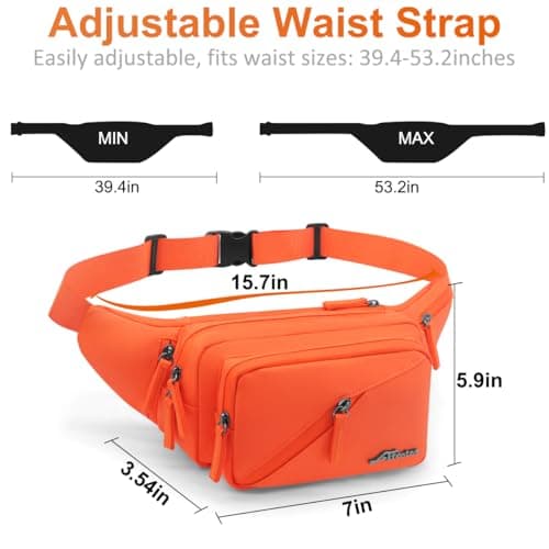 REETEE Bum Bag Fanny Pack Men Women Water Resistant Waist Packs Sports Waist Bag with Bottle Holder, Walking Waist Pack Bumbag with Adjustable Belt for Running Travel Cycling Outdoor Sport (Orange) — view 6