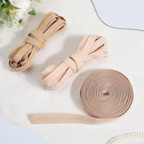 GORGECRAFT 3 Rolls 11Ms Non-Slip Elastic Band Gripper Tape Ribbon Roll with Rubber 10mm 12mm 15mm Wide Stretch Strap Fibre Webbing for Sewing Crafting DIY Headband Garments Sports Wig Hats Bags — view 3