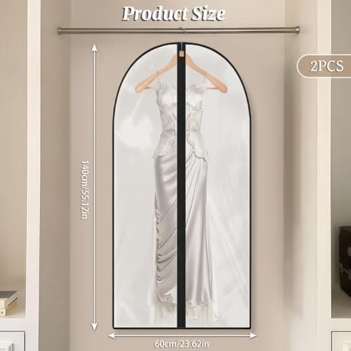 Flintronic 2 Pack Garment Bags, 60 * 140cm(23.6'' x 55.1'') Suit Bag, Dress Bags Covers Long, Dustproof Clothes Covers with Zip, Waterproof Garment Bags for Shirts, Coats, Evening Dress — view 2