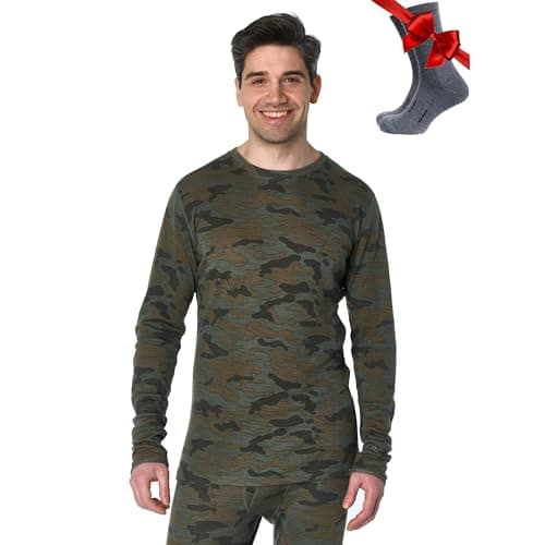 Merino.tech Merino Wool Base Layer Men - 100% Merino Wool Long Sleeve Thermal Shirts Midweight (Medium, 250 Camo)