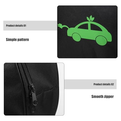 Angoily Ev Charger Storage Case round Oxford Cloth Black Portable — view 3