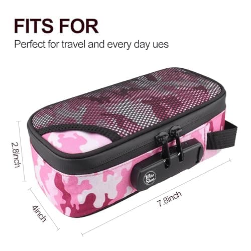 Wise Skies Pink Camouflage XL Smell Proof Bag Travel Storage Combination Lock Detachable Inserts Rolling Accessories — view 4