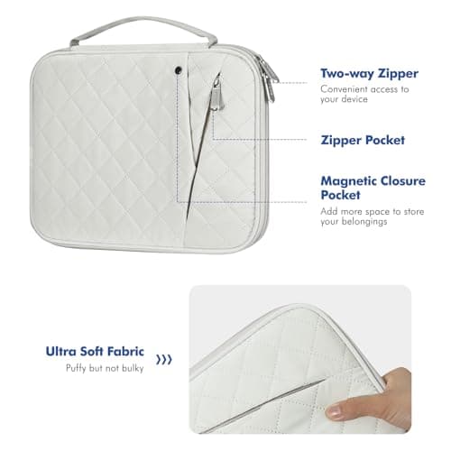 MoKo 9-11 Inch Tablet Sleeve Carrying Case with Handle, Padded Protective Travel Bag for New 11 inch iPad Air M3, iPad A16, i-Pad Pro 11 M5 2025, i-Pad 10./Air 5/4. Gen10.9, Tab S9/S8 11, Cream — view 5