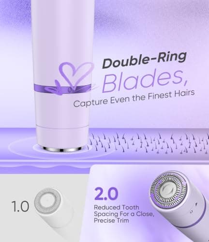 Facial Hair Remover for Women,4-in-1 Bikini Trimmer Women,USB C Mini Lady Shavers with 4-Level Battery Indicator (25%, 50%, 75%, 100%) Eyebrow Razor,Nose Trimmer,for Face Nose/Ear Body,Purple — view 5