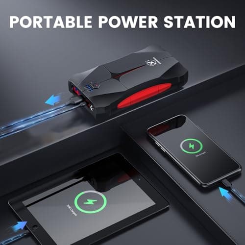 Car Jump Starter, FLYLINKTECH 5000A 12V Portable Car Battery Booster Jump Starter Power Pack (up to 9.0L Petrol Or 8.5L Diesel Engine), Power Bank with LED Flashlight, IP67 — view 3