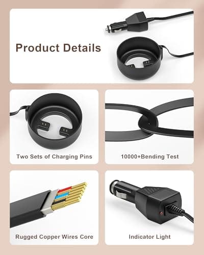 Car Charger Compatible with E M BER Travel Mug 2+, Charging Coaster Compatible with 12 OZ Temperature Control Smart Travel Mug Stainless Steel — view 3