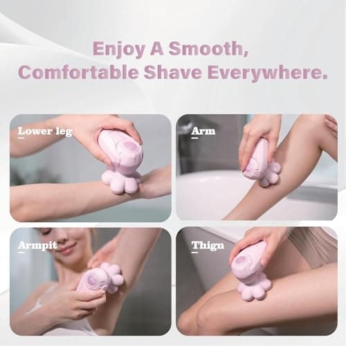 Flowind 3-in-1 Electric Razor for Women, Painless Bikini Trimmer & Body Shaver, IPX7 Waterproof Wet/Dry, 120-Min Type-C Rechargeable, Gentle & Smooth Pink Shaver, Ideal Holiday Gift for Her — view 5