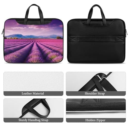 Lavender Fields Printed Leather Shoulder Messenger Bag Briefcase for Men Women Travel Business Office Hangbag Laptop Pack Crossbody — view 5