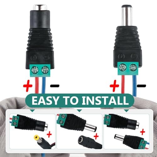 5 Pairs Premium 2.1 X 5.5mm Connector 12V Male Female DC Jack Connector — view 5