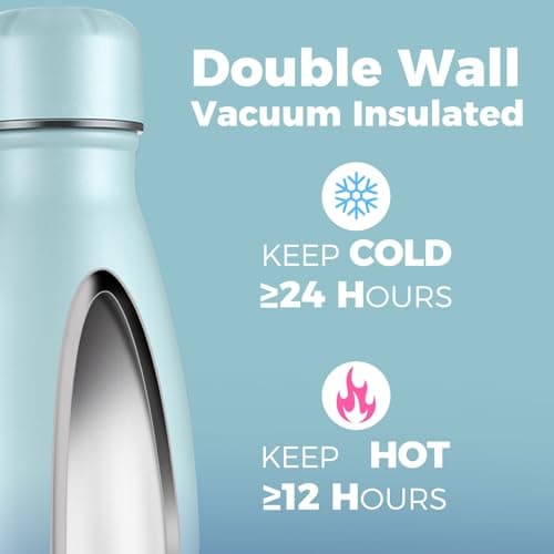 Volhoply 750ml Insulated Water Bottle, Double Wall Stainless Steel Vacuum Bottles, Keeps Cold 24H & Hot 12H, BPA Free Leak Proof Bottles (Green Blue,1 Pack) — view 3