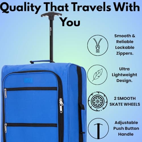 ATX Luggage 45x36x20 Backpack Carry-On Suitcase EasyJet Approved | 2-in-1 Underseat Lightweight Cabin Bag with Wheels | Red — view 3