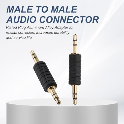PATIKIL 3.5mm (1/8 Inch) Male to Male Audio Adapter, 2Pcs, Black/Gold — view 3